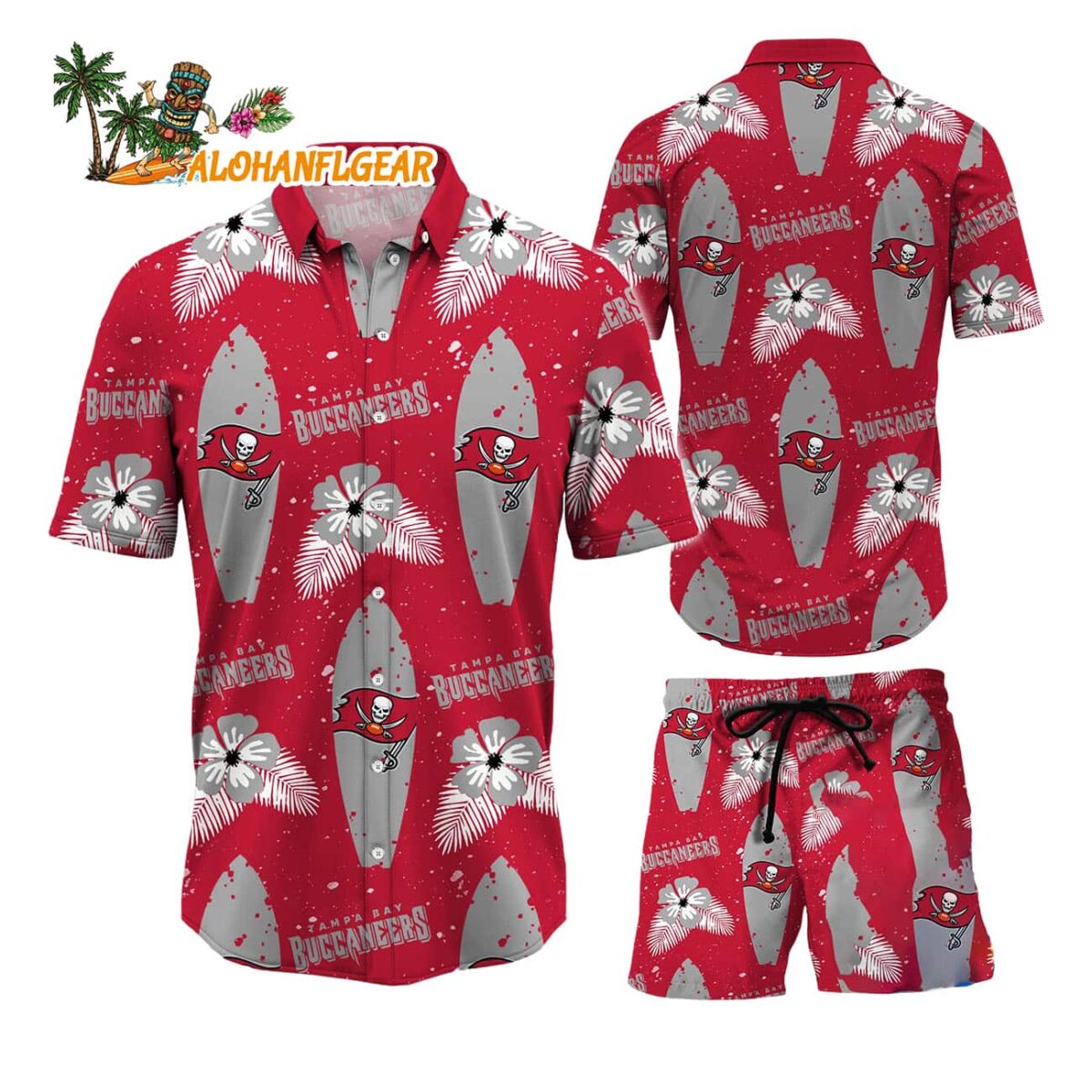 Tampa Bay Buccaneers Flower Pattern Hawaiian Shirt And Shorts Football Summer Hawaiian Set 1