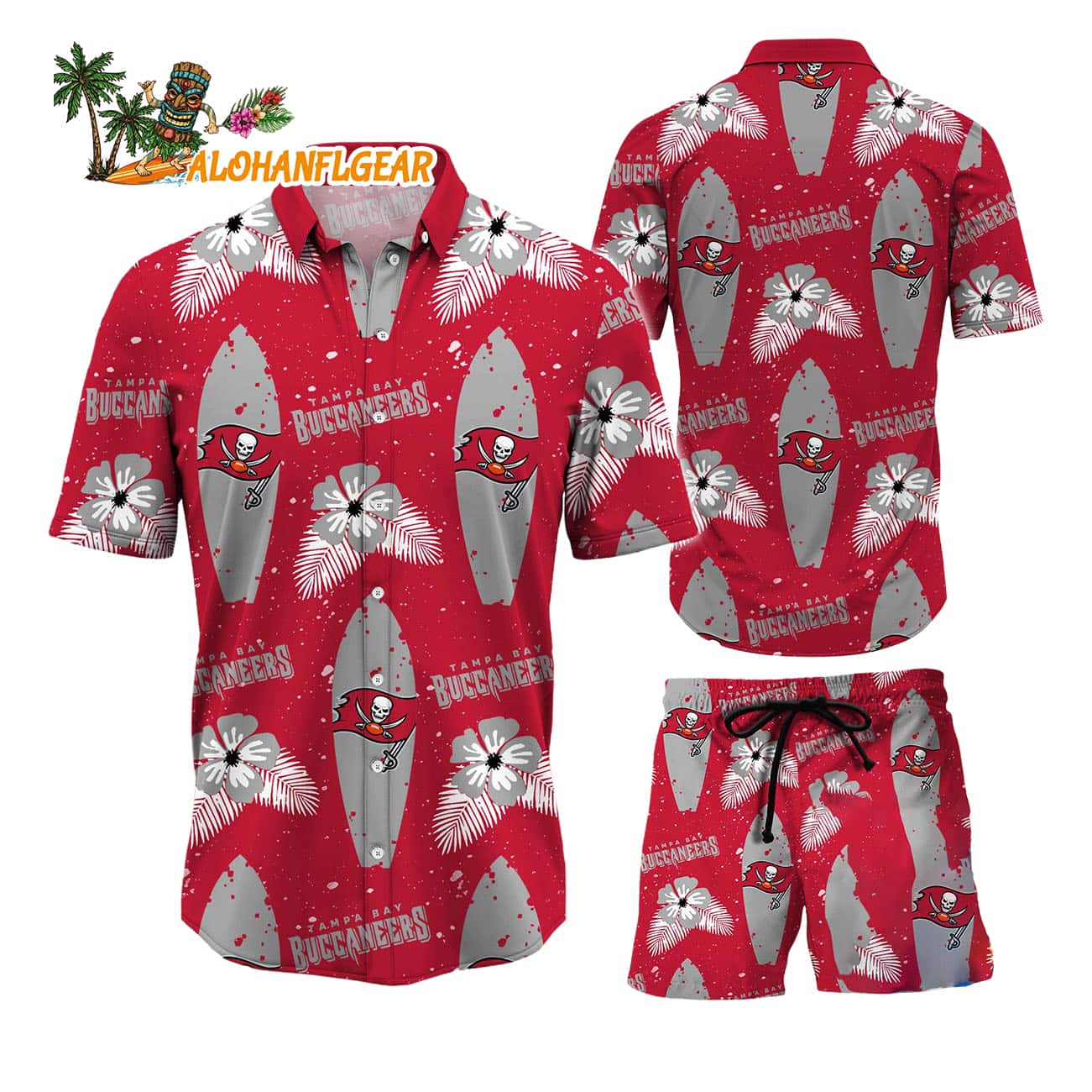 Tampa Bay Buccaneers Flower Pattern Hawaiian Shirt And Shorts Tampa Bay Buccaneers Flower Pattern Hawaiian Shirt And Shorts