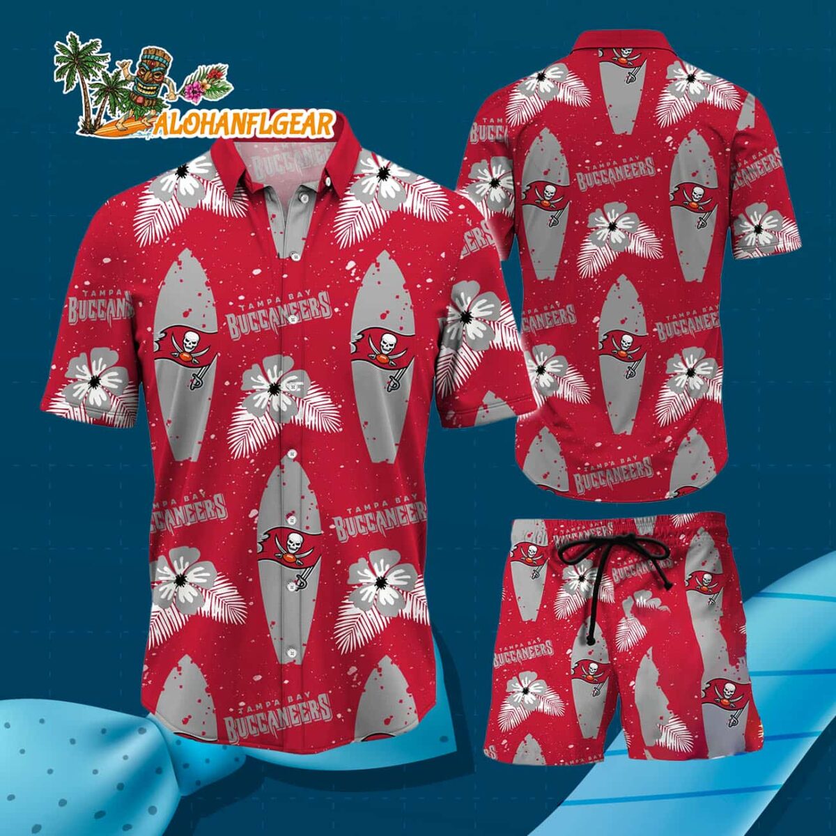 Tampa Bay Buccaneers Flower Pattern Hawaiian Shirt And Shorts Football Summer Hawaiian Set 3