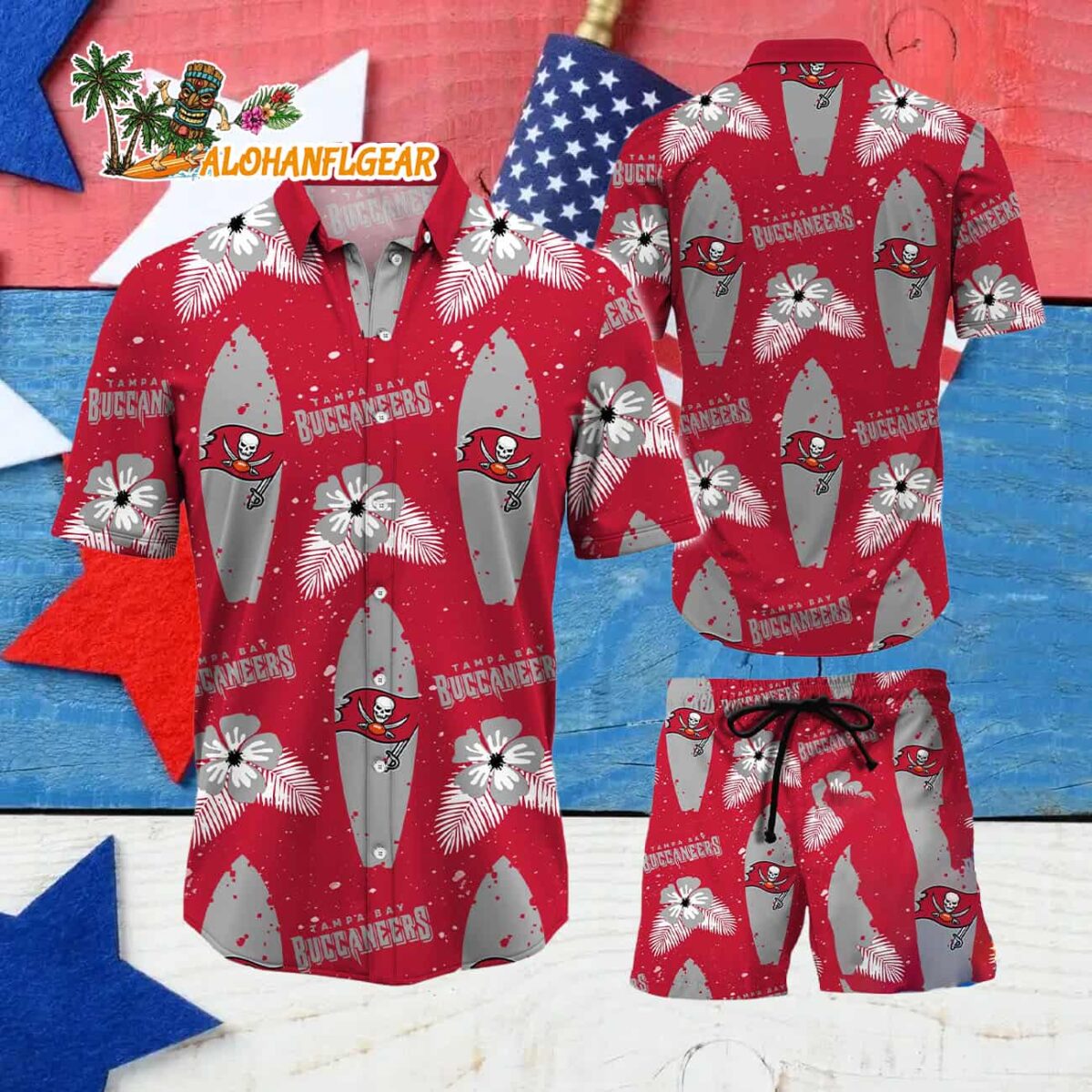 Tampa Bay Buccaneers Flower Pattern Hawaiian Shirt And Shorts Football Summer Hawaiian Set 4