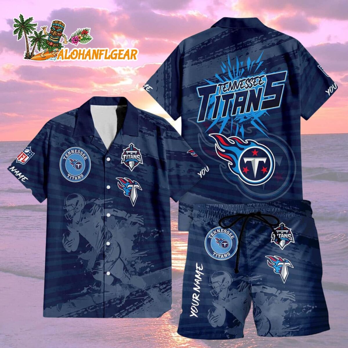 Tennessee Titans Combo Hawaiian Shirt And Shorts Football Summer Beach Hawaiian Sets 2