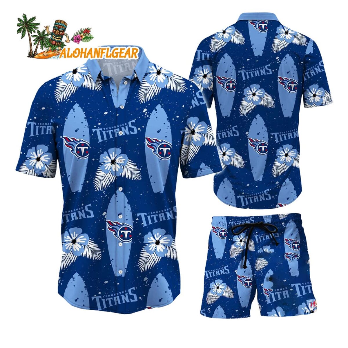 Tennessee Titans Flower Pattern Hawaiian Shirt And Shorts Football Summer Hawaiian Set 1