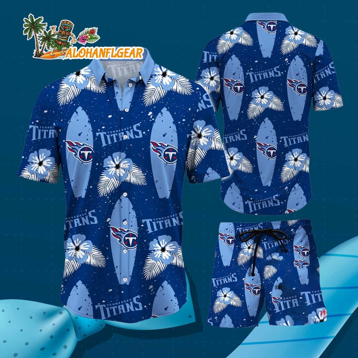 Tennessee Titans Flower Pattern Hawaiian Shirt And Shorts Football Summer Hawaiian Set 3