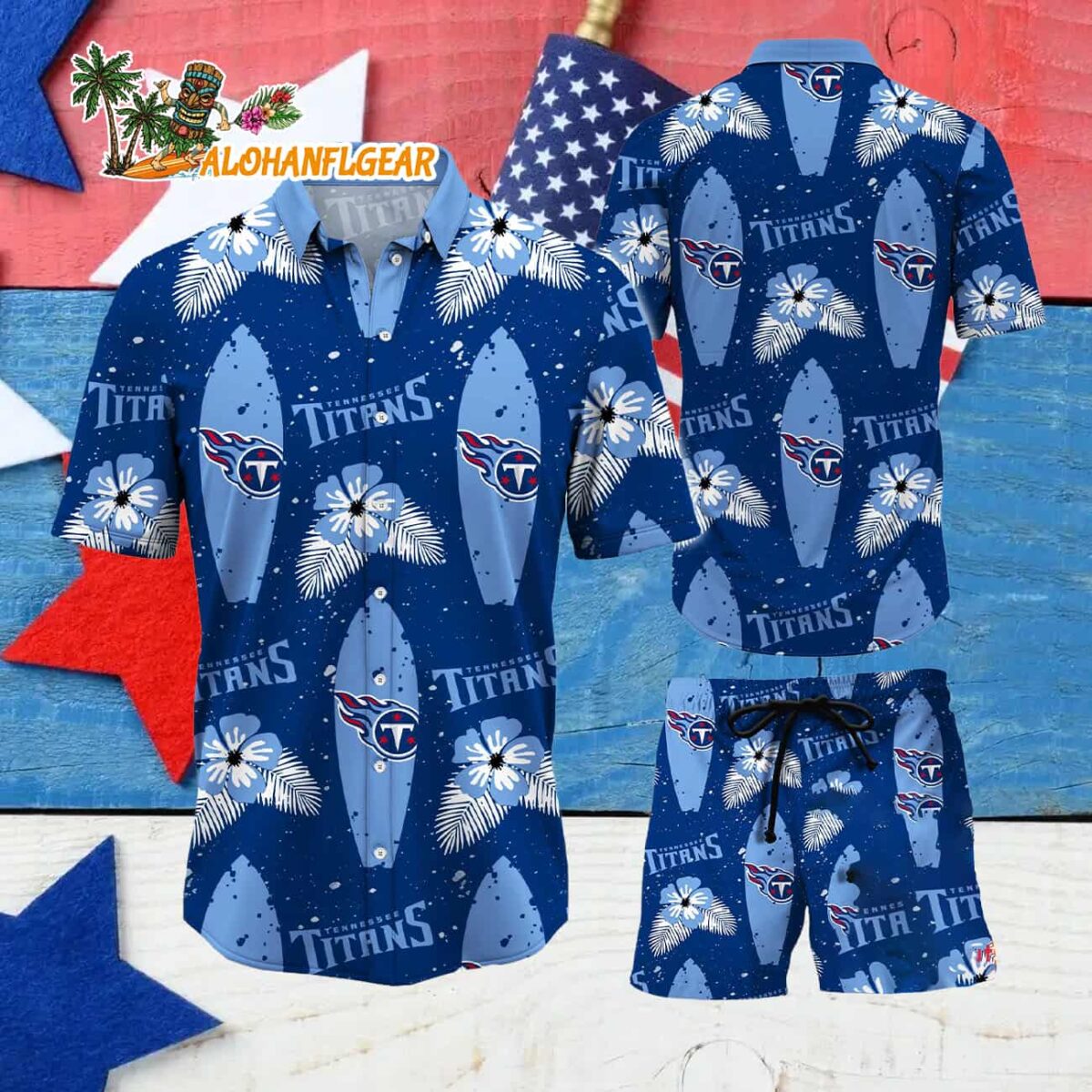 Tennessee Titans Flower Pattern Hawaiian Shirt And Shorts Football Summer Hawaiian Set 4