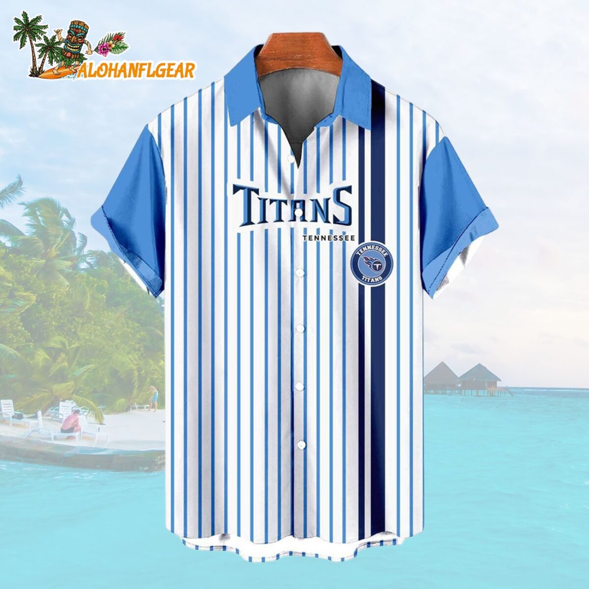 Tennessee TitansClassic Retro Mascot Line Summer Beach Hawaiian Shirt 1