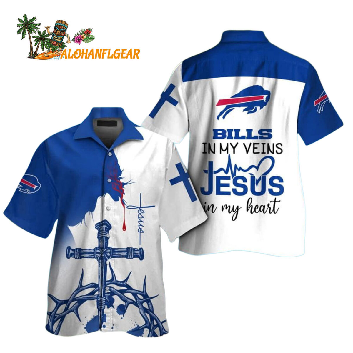 Buffalo Bills In My Veins Jesus Im My Heart Hawaiian Shirt 1