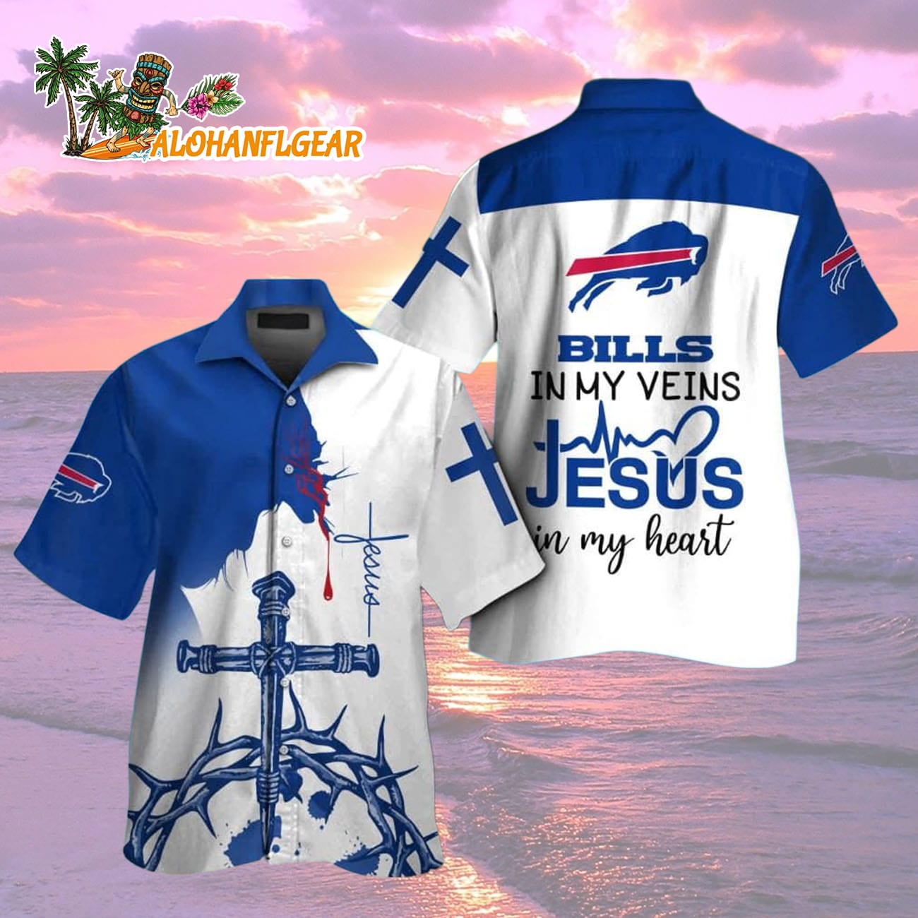 Buffalo Bills In My Veins Jesus Im My Heart Hawaiian Shirt Buffalo Bills In My Veins Jesus Im My Heart Hawaiian Shirt