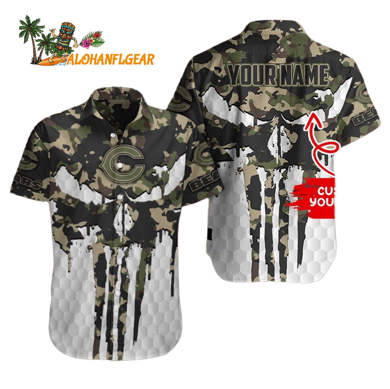 Chicago Bears Camo Veterans Military Hawaiian Shirt Chicago Bears Camo Veterans Military Hawaiian Shirt