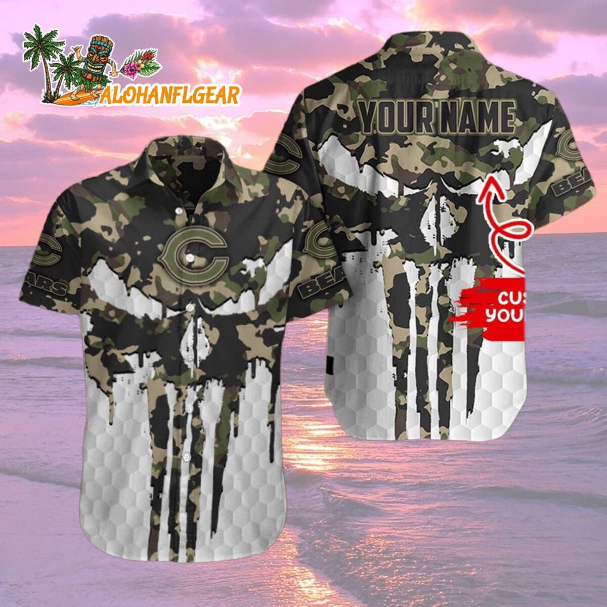 Chicago Bears Camo Veterans Military Hawaiian Shirt 1 Chicago Bears Camo Veterans Military Hawaiian Shirt 2
