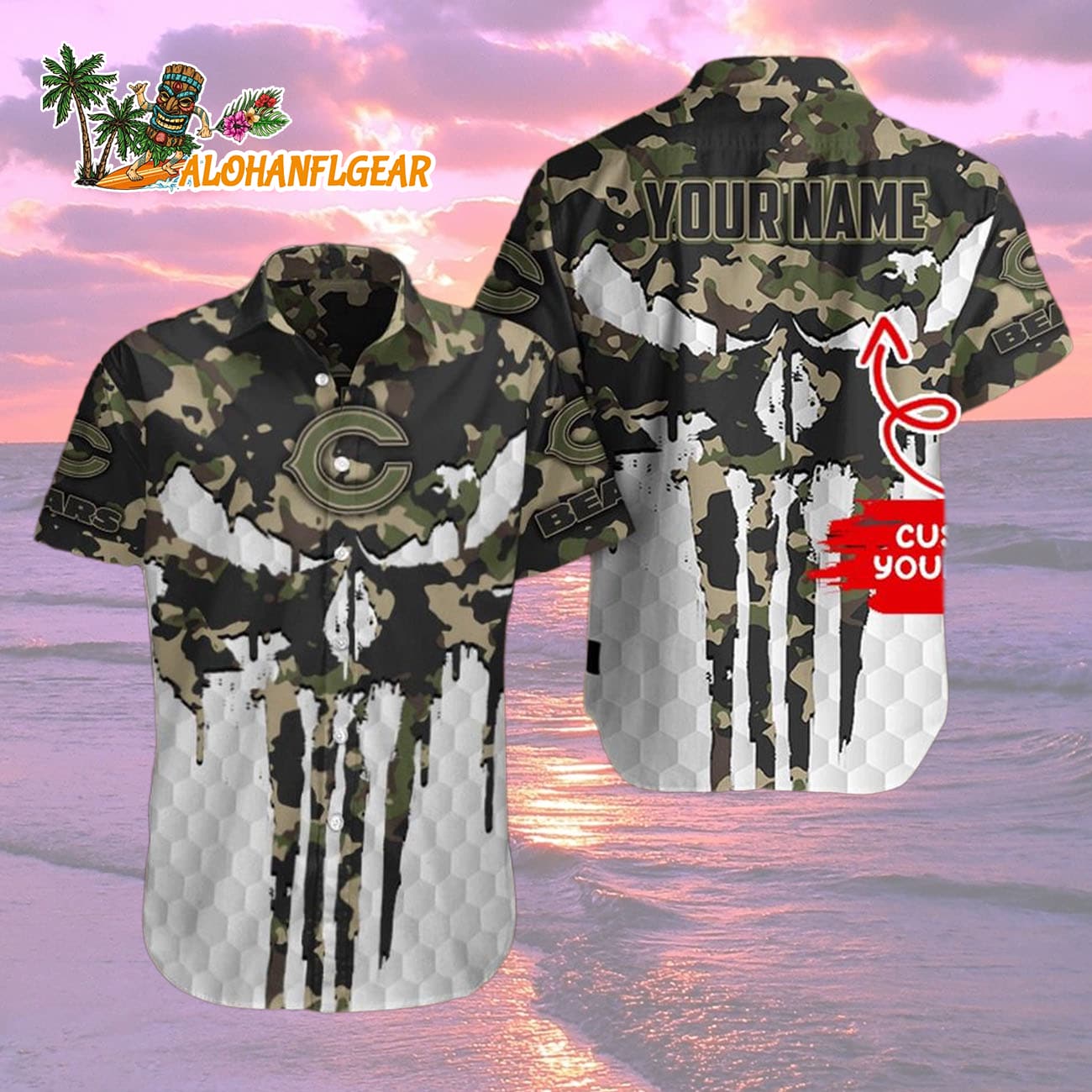 Chicago Bears Camo Veterans Military Hawaiian Shirt Chicago Bears Camo Veterans Military Hawaiian Shirt