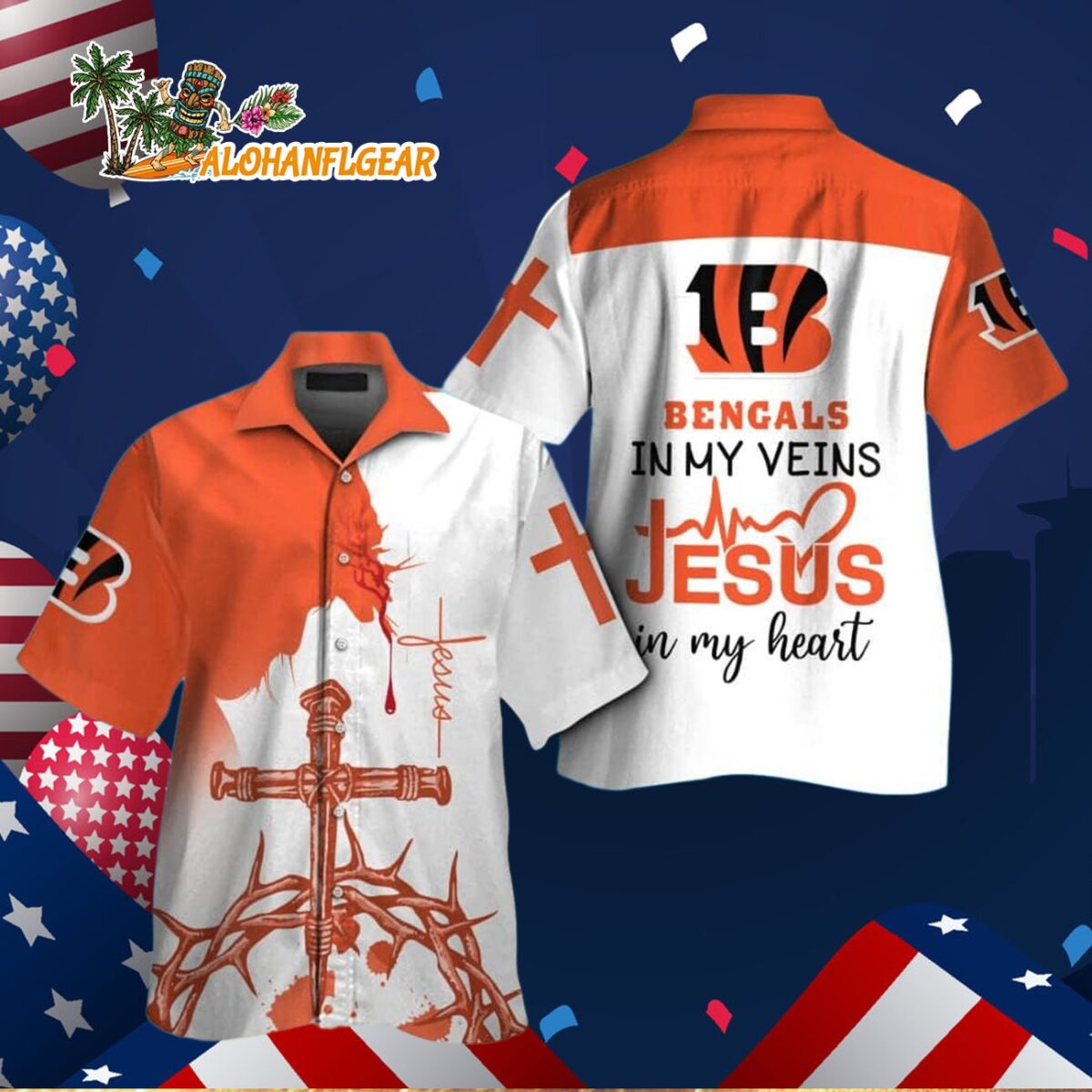 Cincinnati Bengals In My Veins Jesus Im My Heart Hawaiian Shirt 2 Cincinnati Bengals In My Veins Jesus Im My Heart Hawaiian Shirt 3