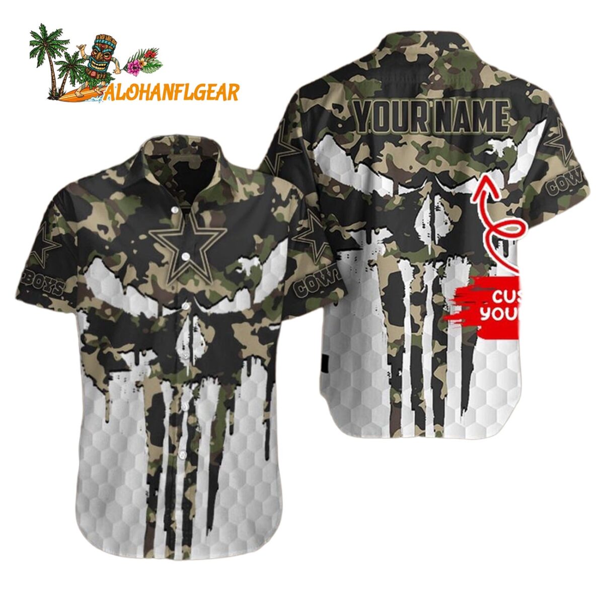 Dallas Cowboys Camo Veterans Military Hawaiian Shirt 1