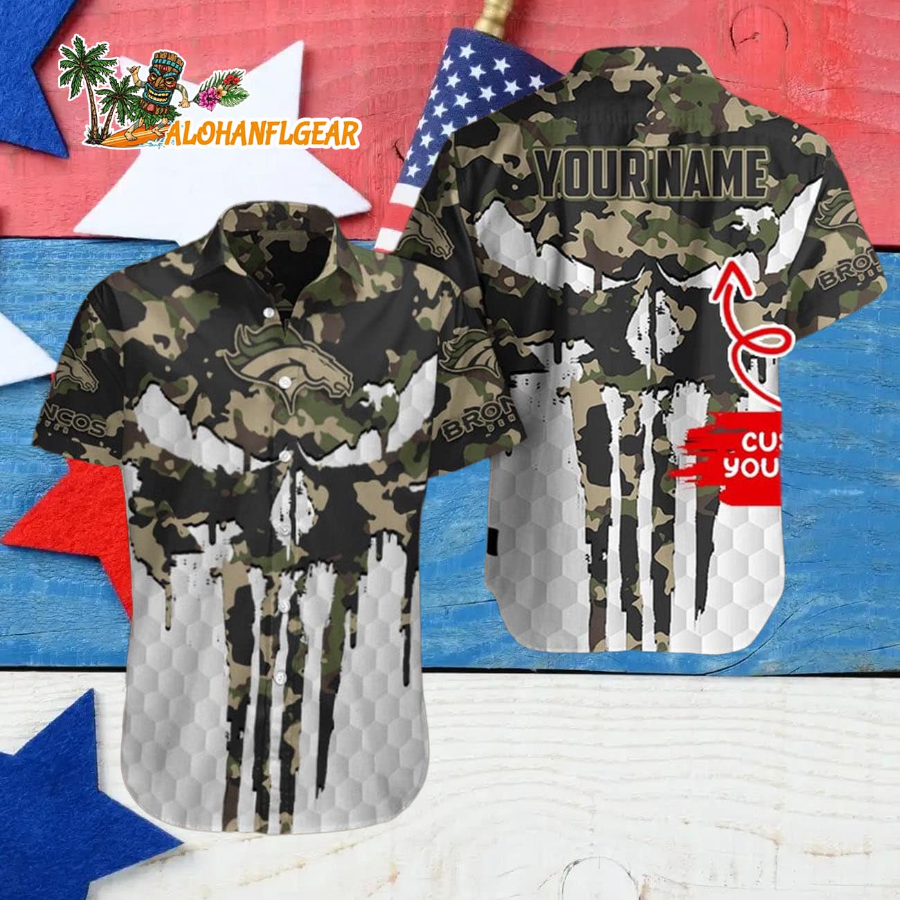 Denver Broncos Camo Veterans Military Hawaiian Shirt Denver Broncos Camo Veterans Military Hawaiian Shirt