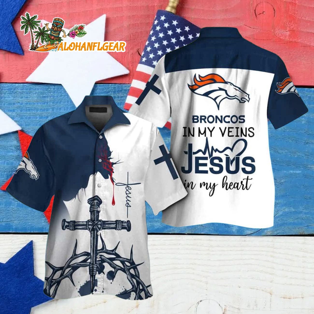 Denver Broncos In My Veins Jesus Im My Heart Hawaiian Shirt Denver Broncos In My Veins Jesus Im My Heart Hawaiian Shirt