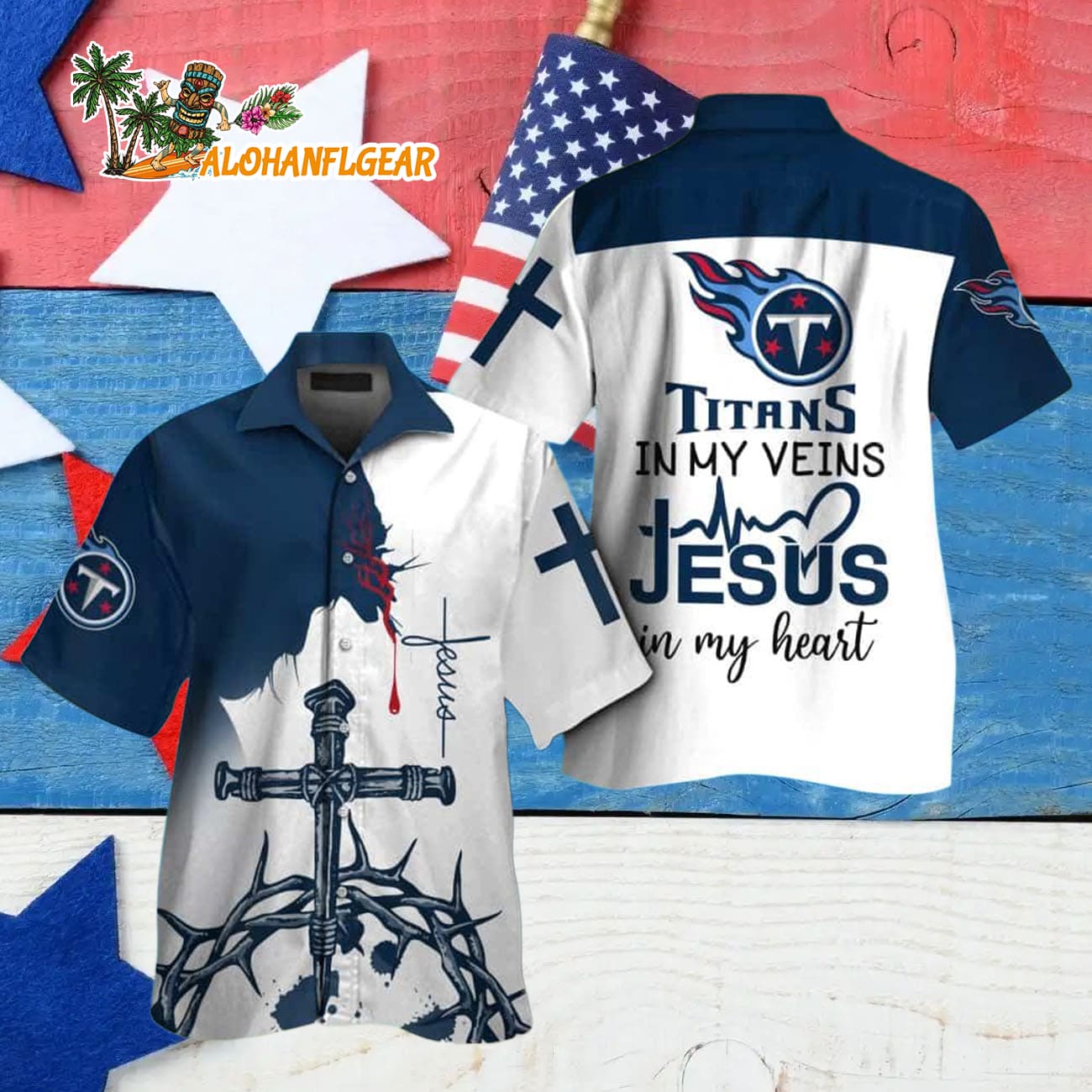 Tennessee Titans In My Veins Jesus Im My Heart Hawaiian Shirt Tennessee Titans In My Veins Jesus Im My Heart Hawaiian Shirt