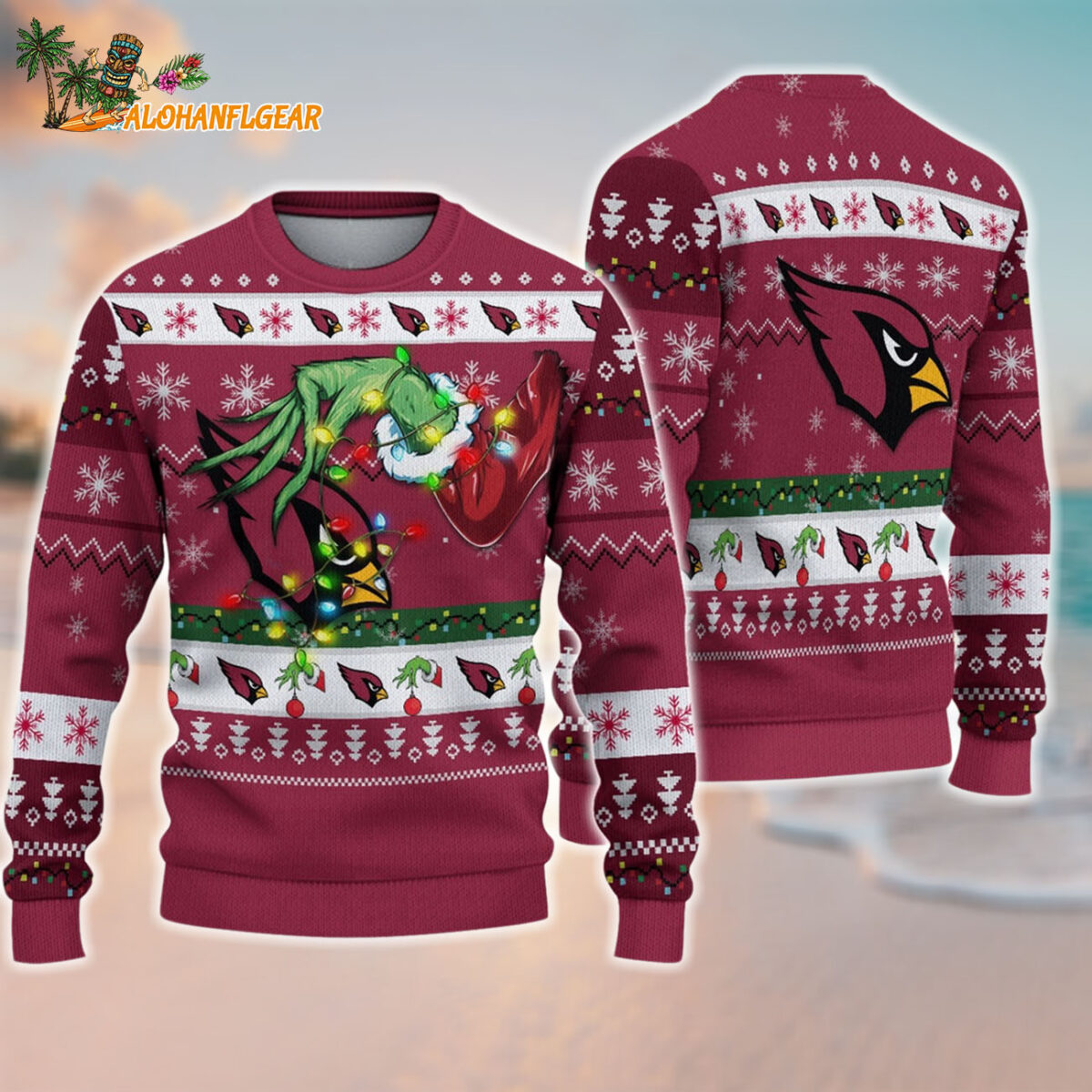 Arizona Cardinals Special Grinchs Hand Football Christmas Ugly Sweater