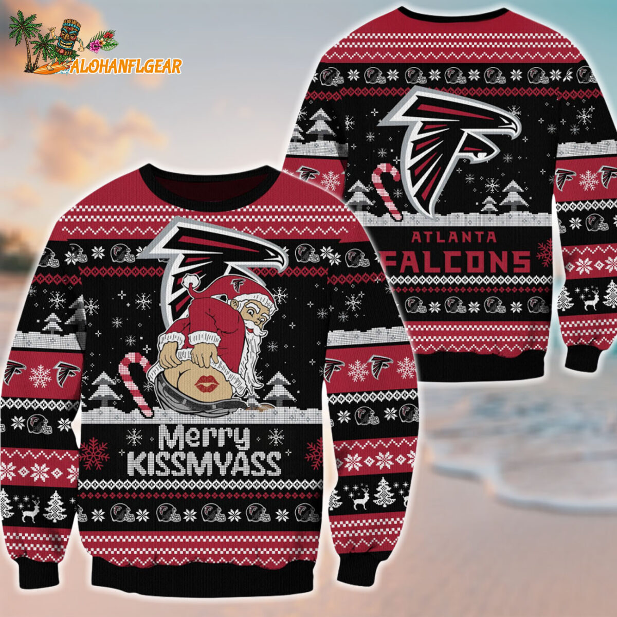 Atlanta Falcons Merrykissmyass Funny Santa Claus Christmas Ugly Sweater