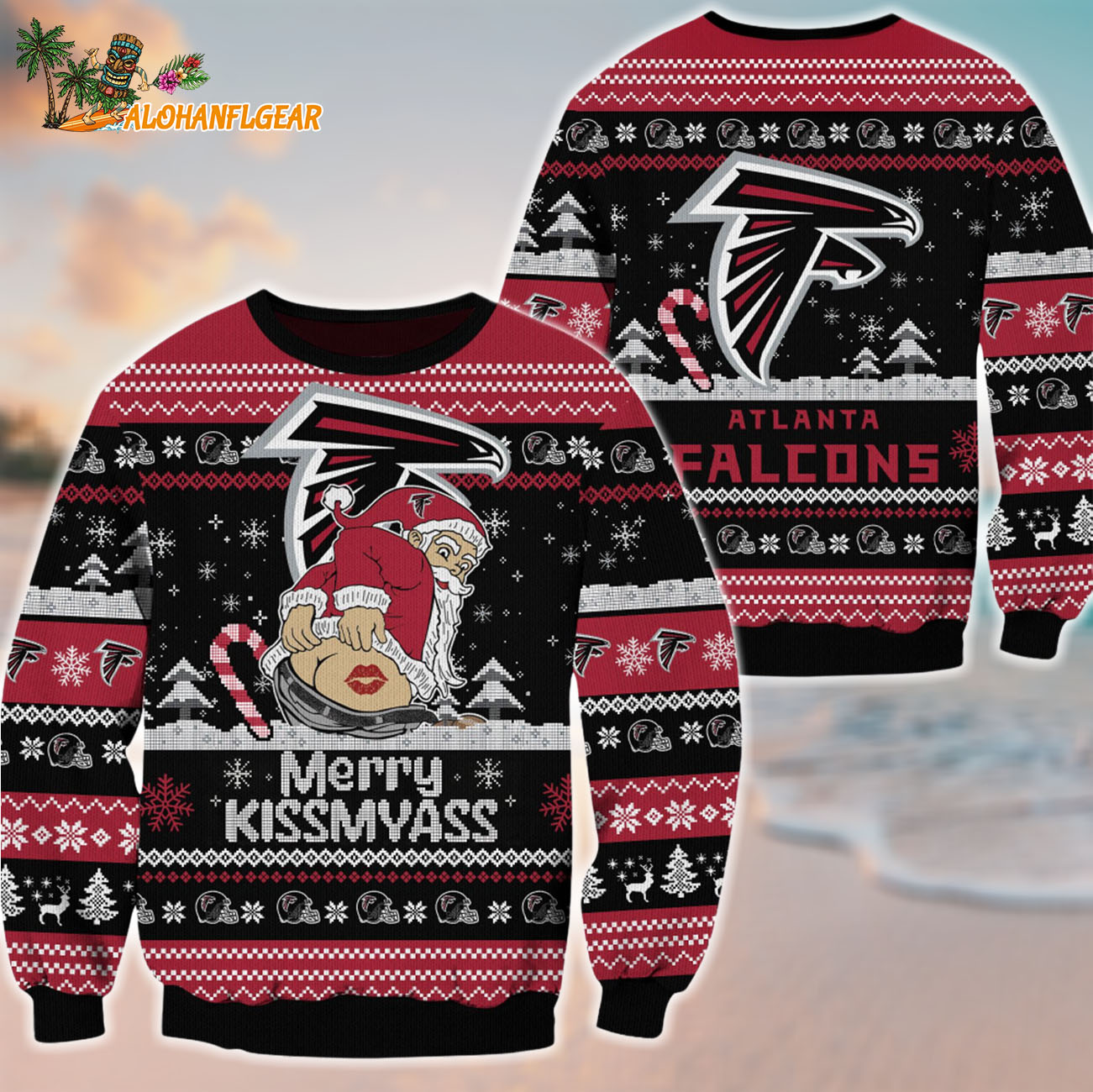 Atlanta Falcons Merrykissmyass Funny Santa Claus Christmas Ugly Sweater Atlanta Falcons Merrykissmyass Funny Santa Claus Christmas Ugly Sweater