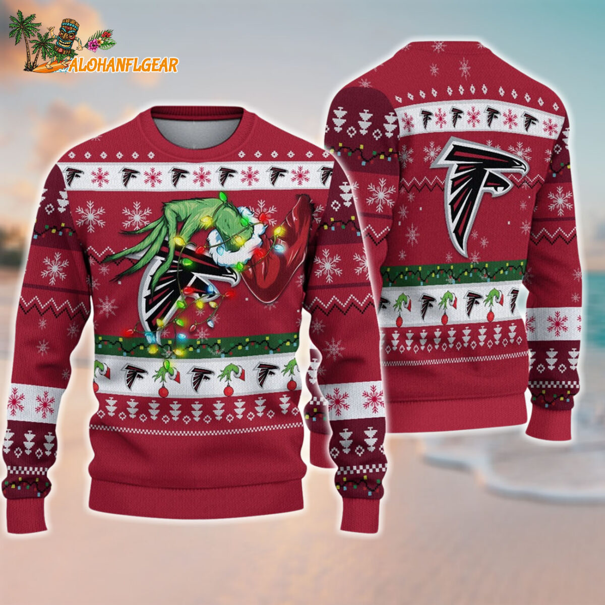 Atlanta Falcons Special Grinchs Hand Football Christmas Ugly Sweater