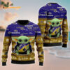 Baltimore Ravens Baby Yoda Hug The Ball Christmas Ugly Sweater