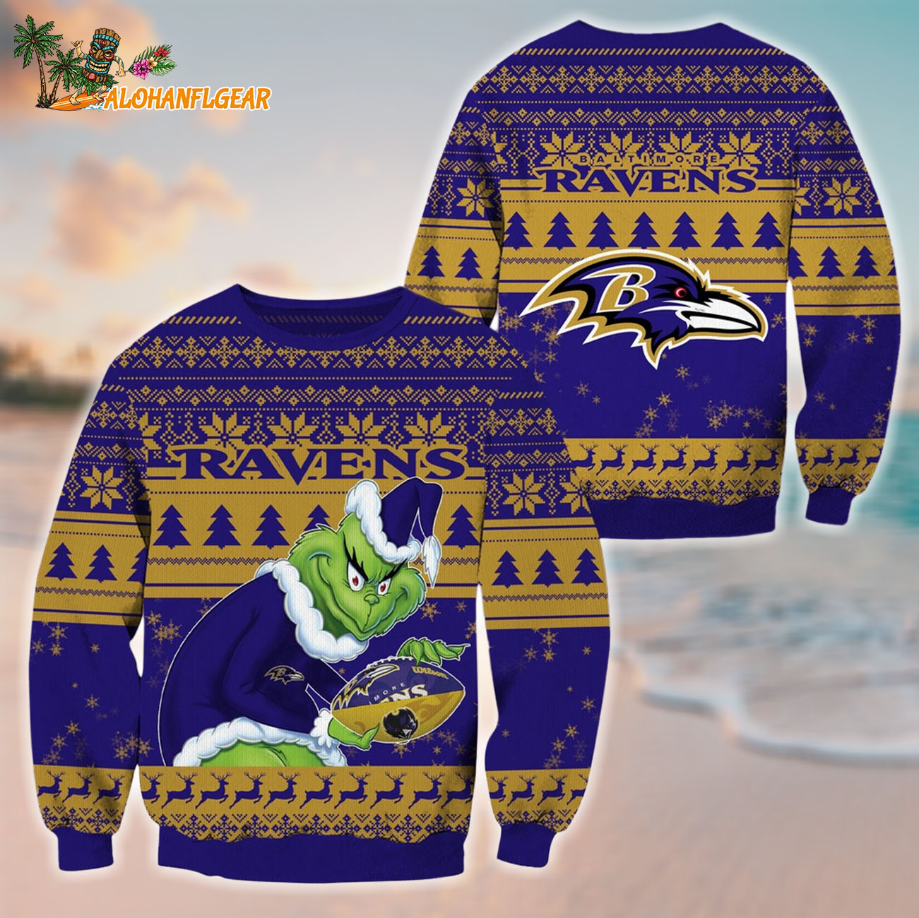 Baltimore Ravens Football Grinch Christmas Ugly Sweater Baltimore Ravens Football Grinch Christmas Ugly Sweater