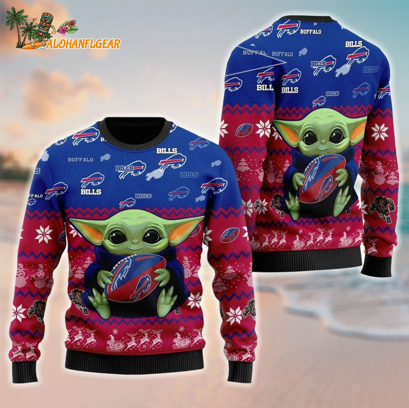 Buffalo Bills Baby Yoda Hug The Ball Christmas Ugly Sweater Buffalo Bills Baby Yoda Hug The Ball Christmas Ugly Sweater