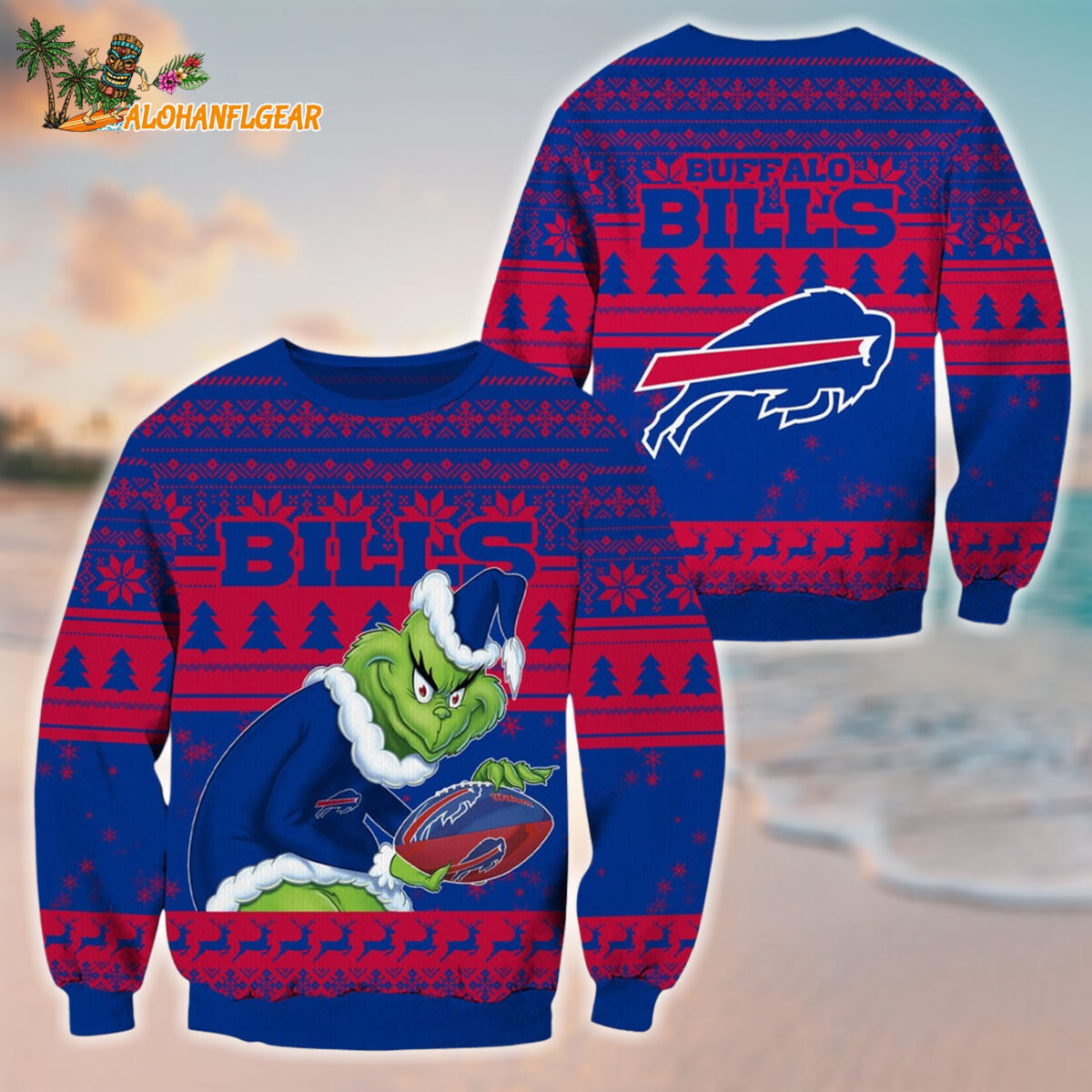 Buffalo Bills Football Grinch Christmas Ugly Sweater