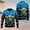 Carolina Panthers Baby Yoda Hug The Ball Christmas Ugly Sweater