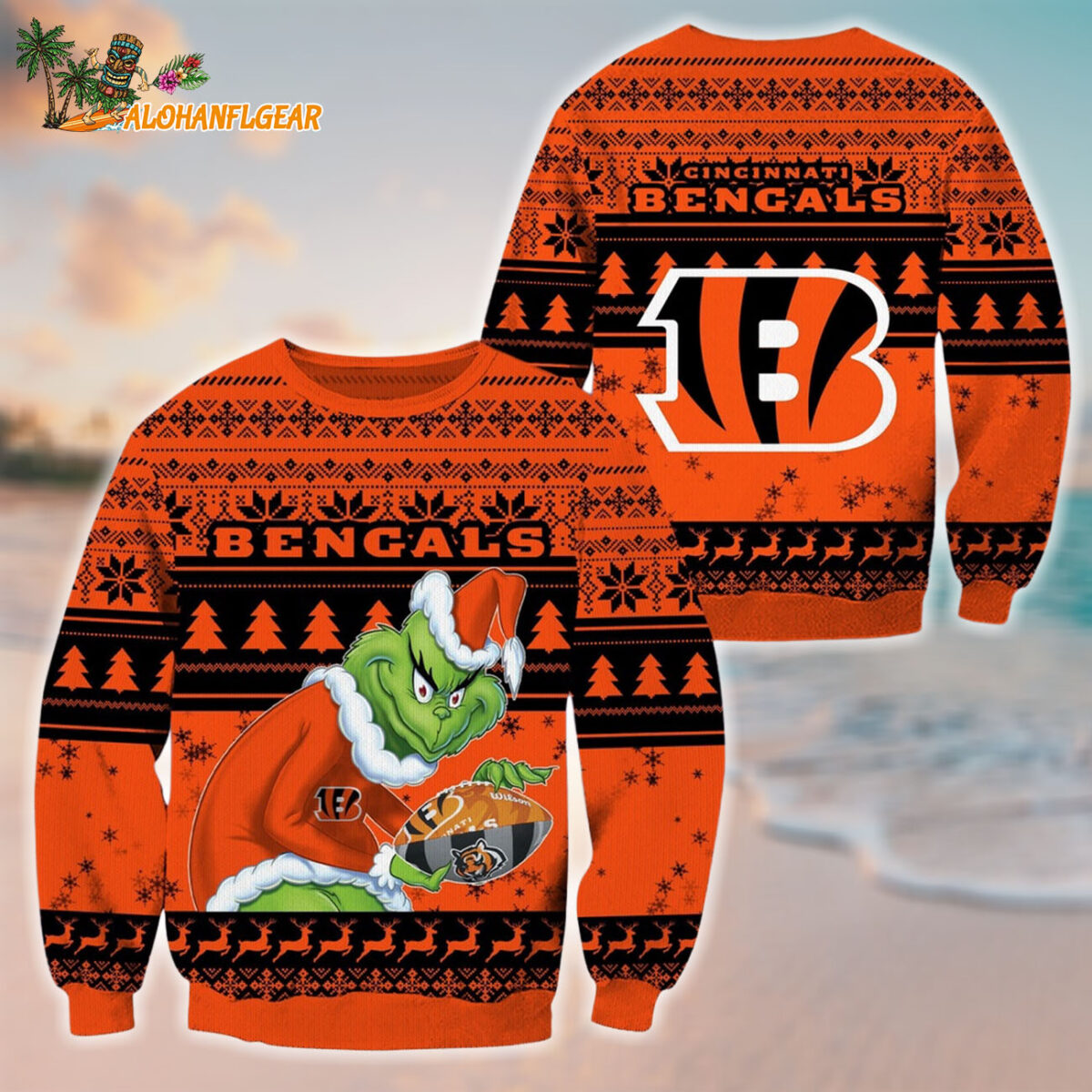 Cincinnati Bengals Football Grinch Christmas Ugly Sweater