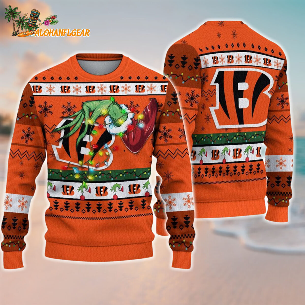 Cincinnati Bengals Special Grinchs Hand Football Christmas Ugly Sweater