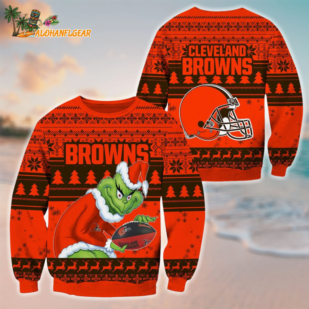 Cleveland Browns Football Grinch Christmas Ugly Sweater