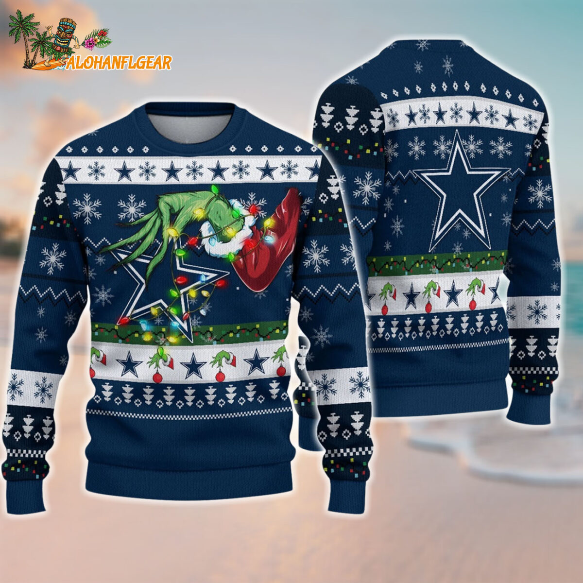 Dallas Cowboys Special Grinchs Hand Football Christmas Ugly Sweater