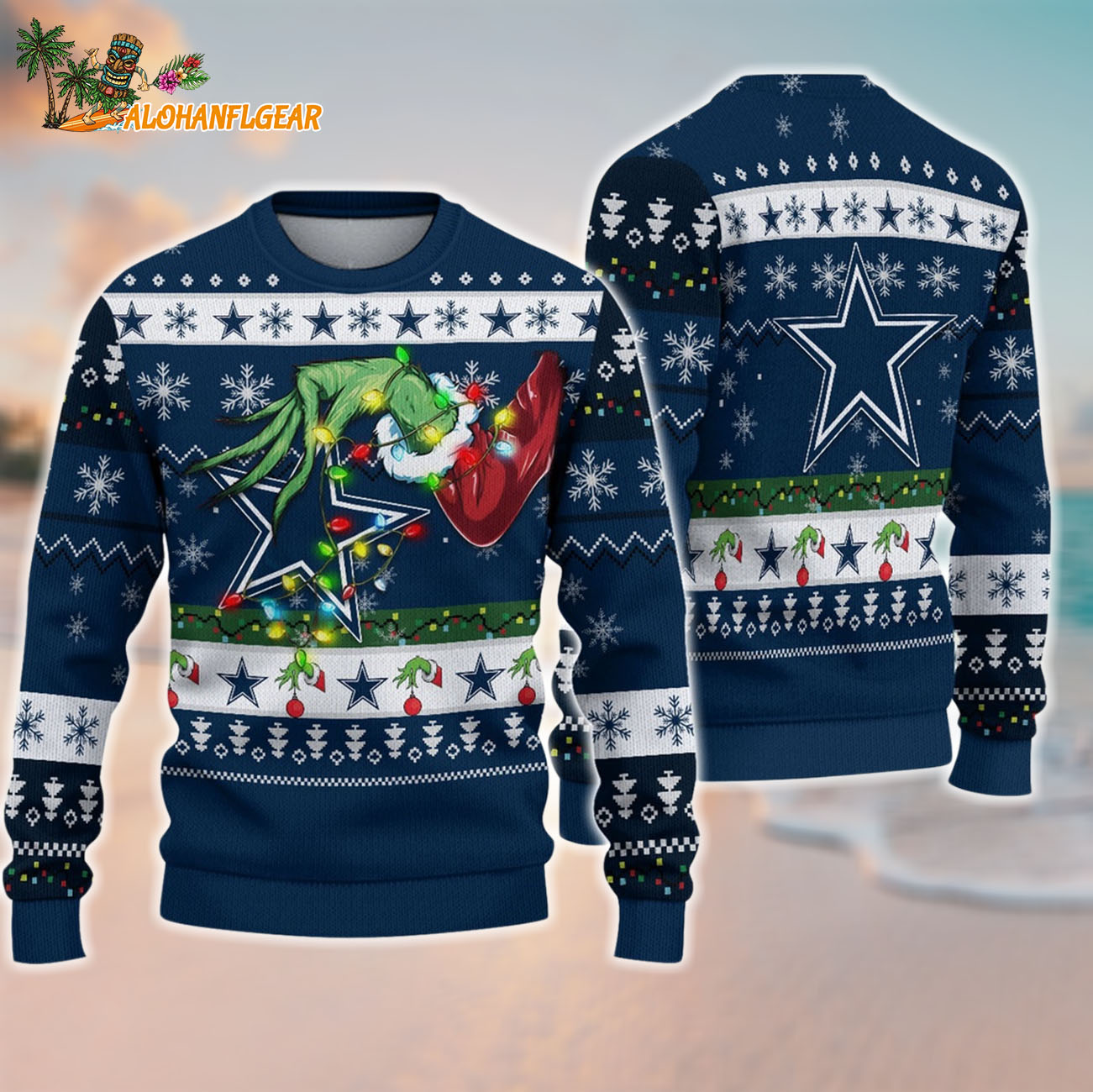 Dallas Cowboys Special Grinchs Hand Football Christmas Ugly Sweater Dallas Cowboys Special Grinchs Hand Football Christmas Ugly Sweater