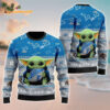 Detroit Lions Baby Yoda Hug The Ball Christmas Ugly Sweater