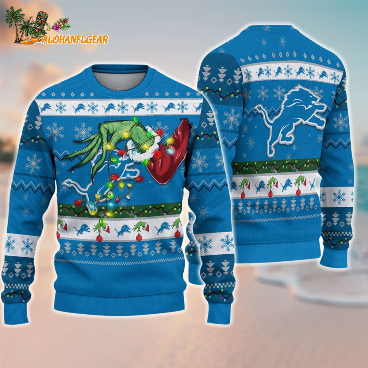 Detroit Lions Special Grinchs Hand Football Christmas Ugly Sweater