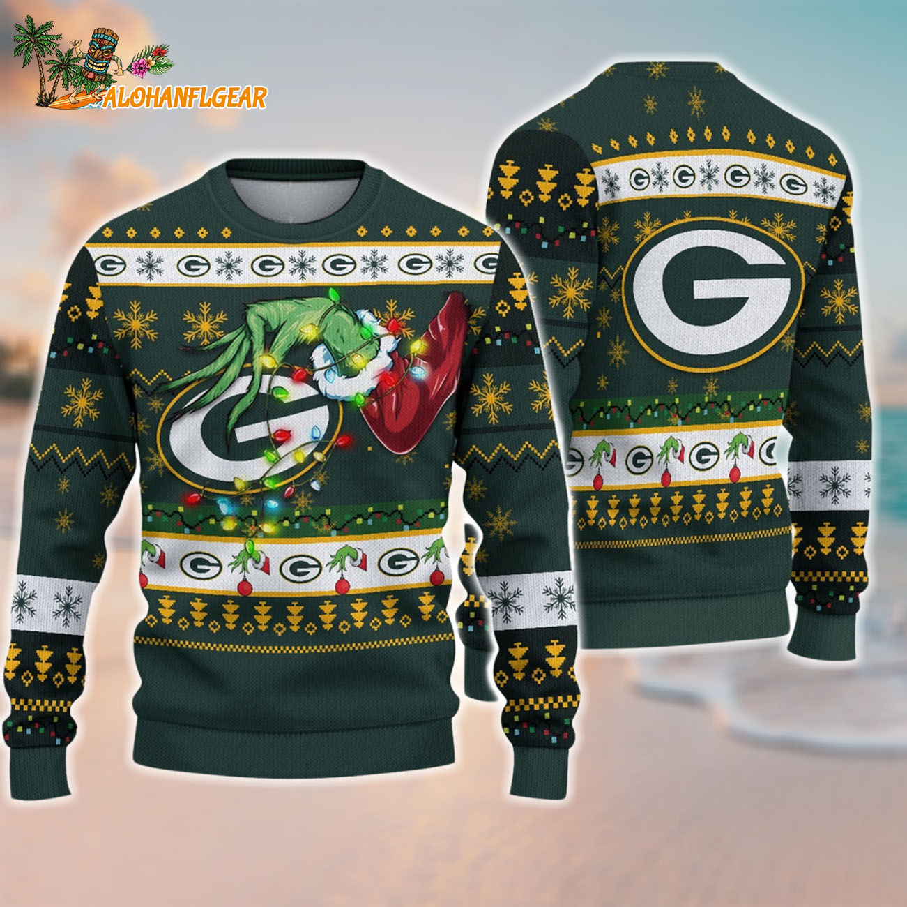 Green Bay Packers Special Grinchs Hand Football Christmas Ugly Sweater Green Bay Packers Special Grinchs Hand Football Christmas Ugly Sweater