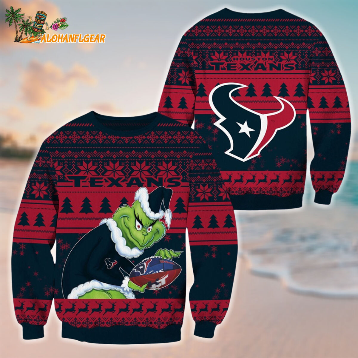 Houston Texans Football Grinch Christmas Ugly Sweater