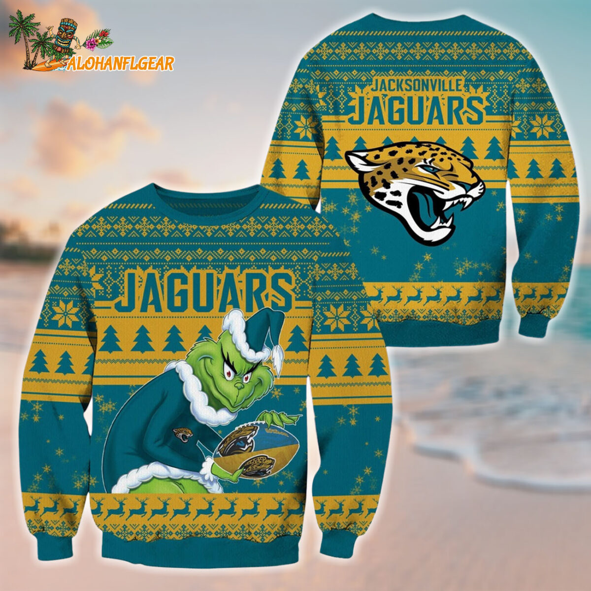 Jacksonville Jaguars Football Grinch Christmas Ugly Sweater