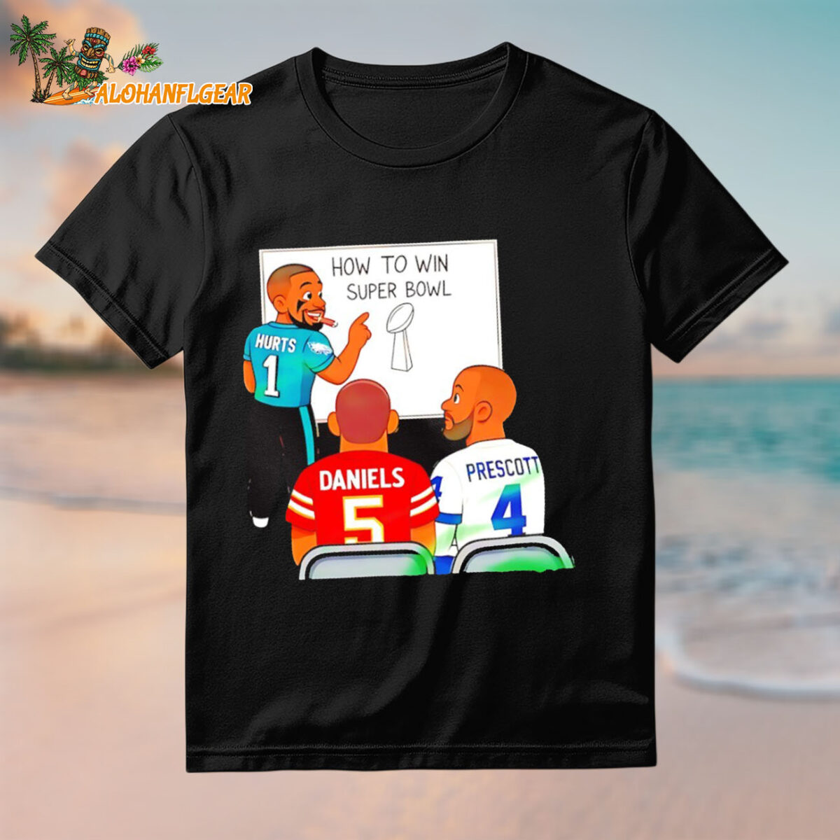 Jalen Hurts Philadelphia Eagles Teaching How To Win Super Bowl Cartoon Shirt