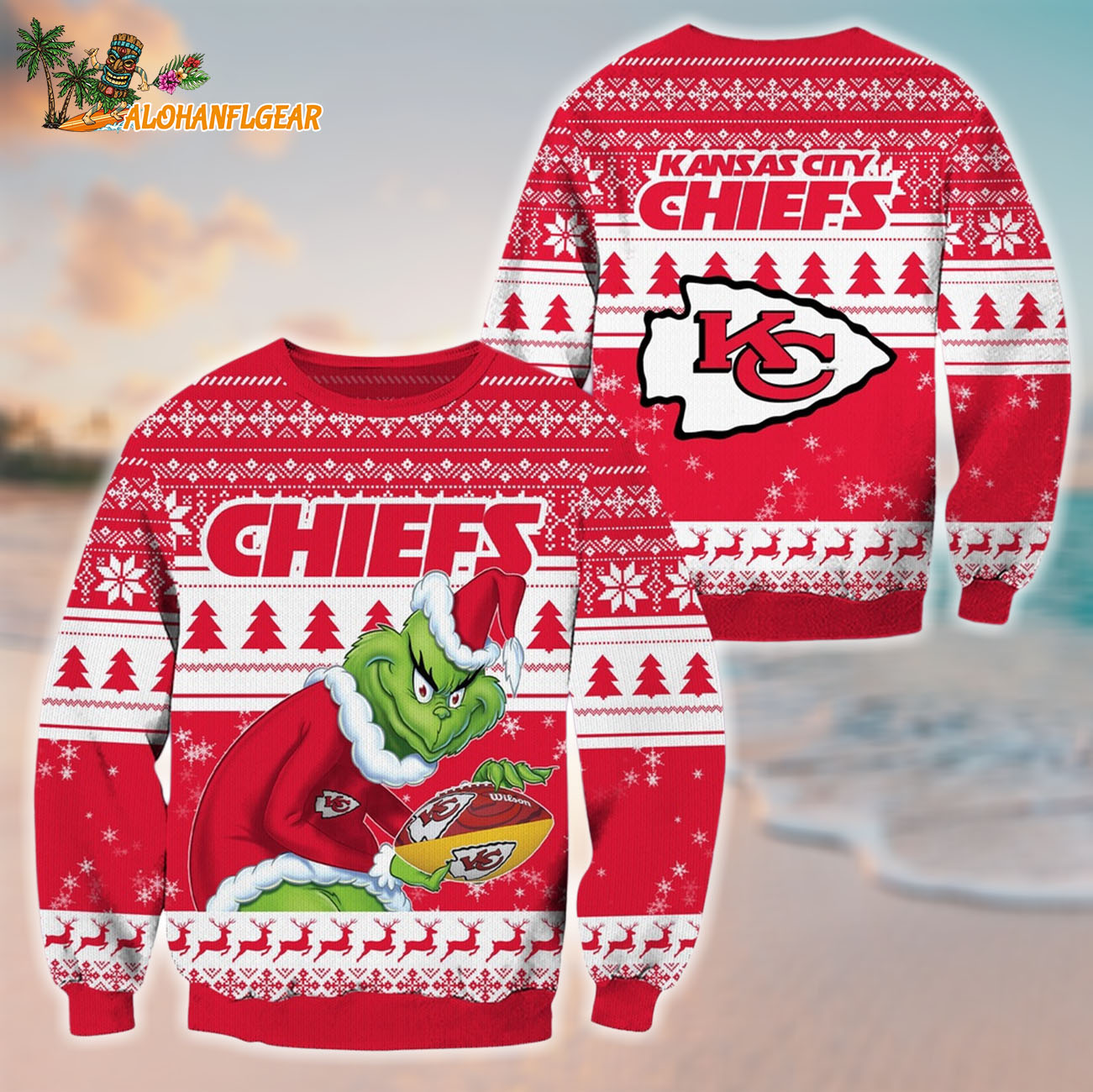 Kansas City Chiefs Football Grinch Christmas Ugly Sweater Kansas City Chiefs Football Grinch Christmas Ugly Sweater