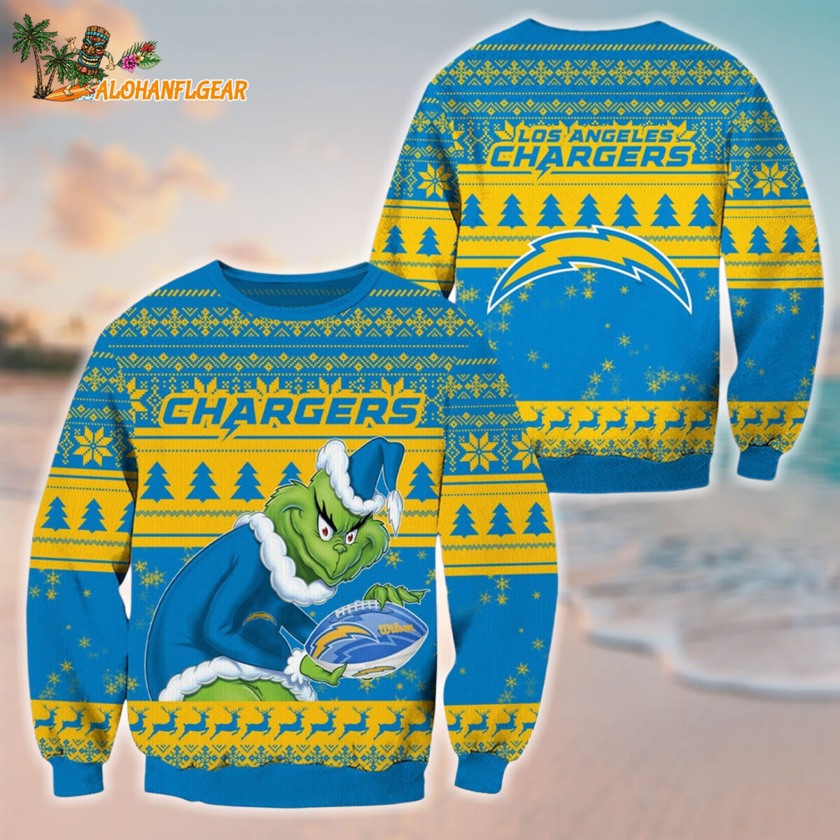 Los Angeles Chargers Football Grinch Christmas Ugly Sweater