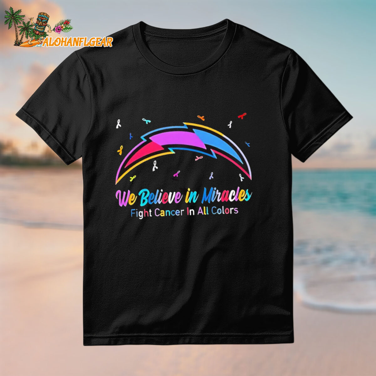 Los Angeles Chargers We Believe In Miracles Fight Cancer In All Colors 2025 Logo Shirt