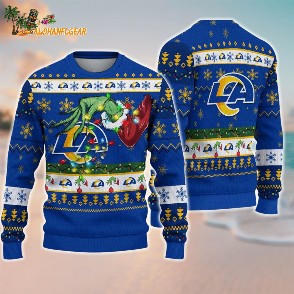 Los Angeles Rams Special Grinchs Hand Football Christmas Ugly Sweater