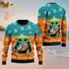 Miami Dolphins Baby Yoda Hug The Ball Christmas Ugly Sweater
