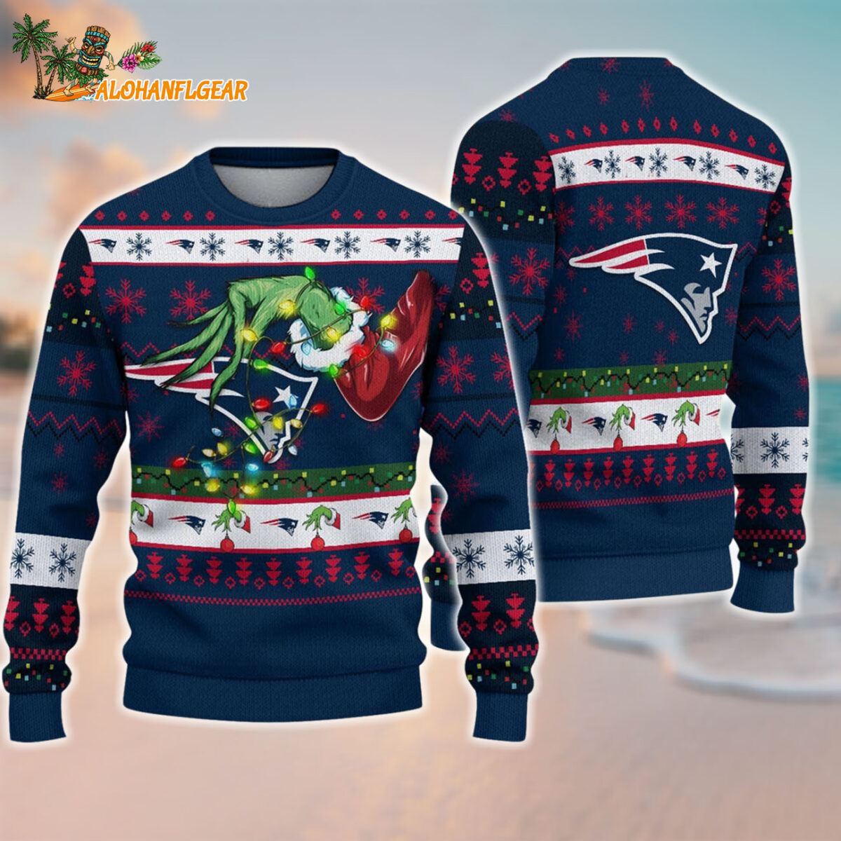 New England Patriots Special Grinchs Hand Football Christmas Ugly Sweater
