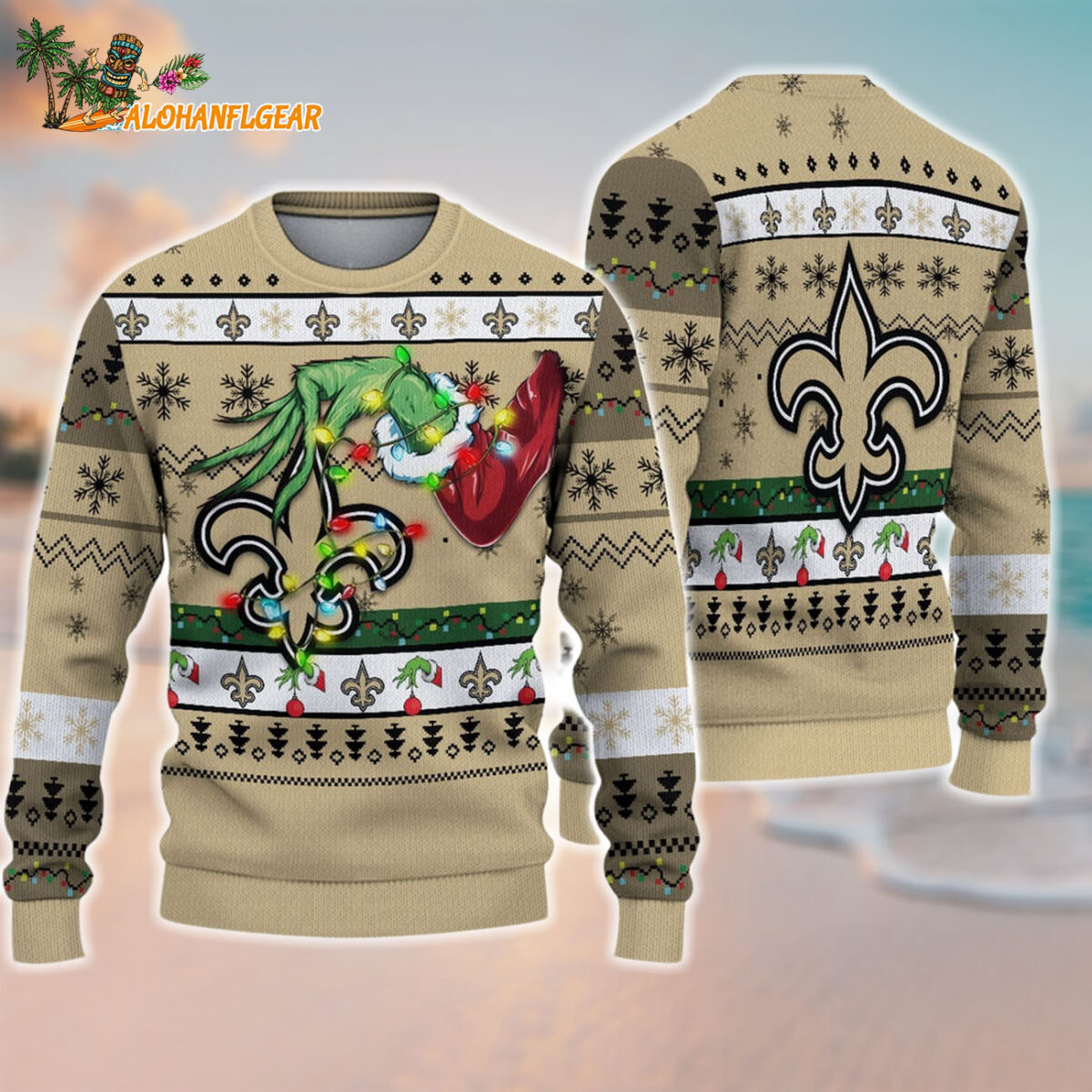 New Orleans Saints Special Grinchs Hand Football Christmas Ugly Sweater