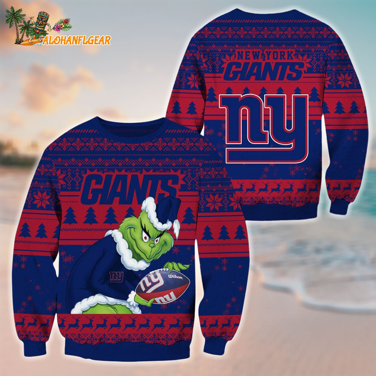 New York Giants Football Grinch Christmas Ugly Sweater New York Giants Football Grinch Christmas Ugly Sweater