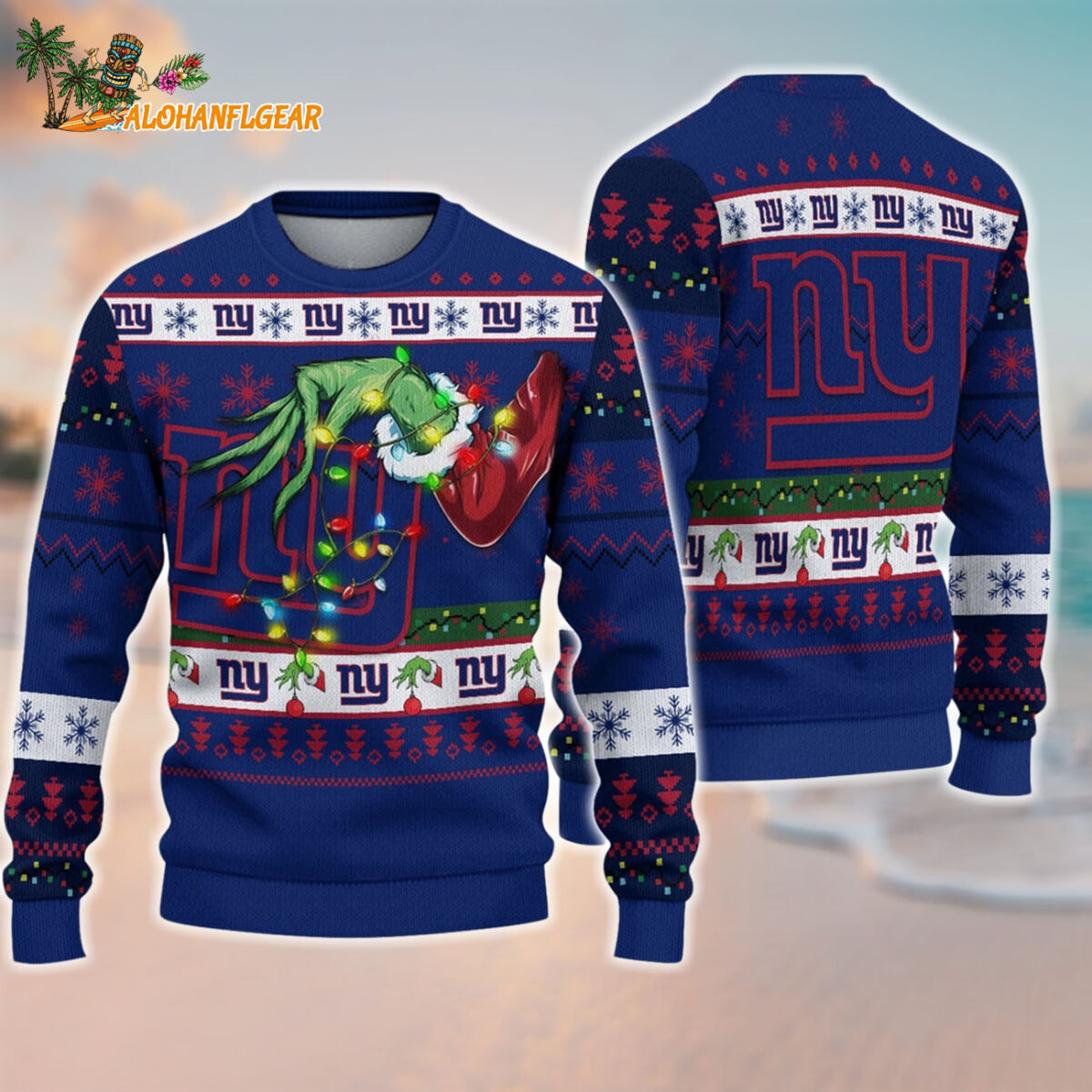 New York Giants Special Grinchs Hand Football Christmas Ugly Sweater