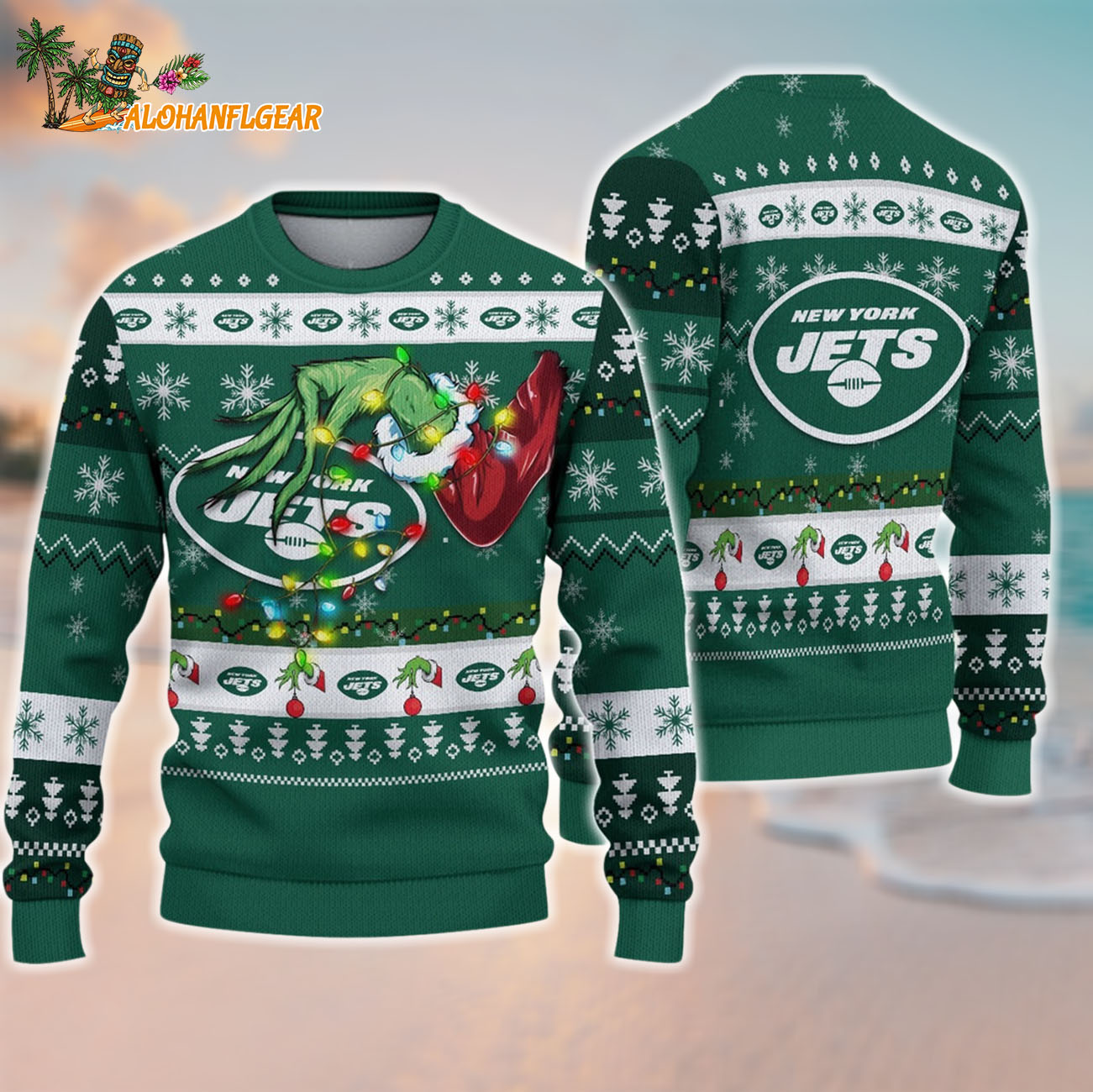 New York Jets Special Grinchs Hand Football Christmas Ugly Sweater New York Jets Special Grinchs Hand Football Christmas Ugly Sweater