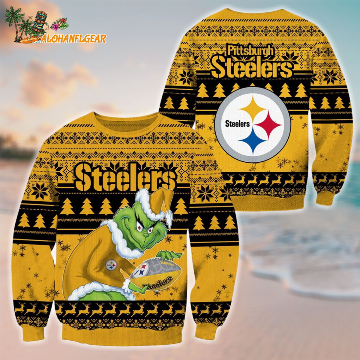 Pittsburgh Steelers Football Grinch Christmas Ugly Sweater